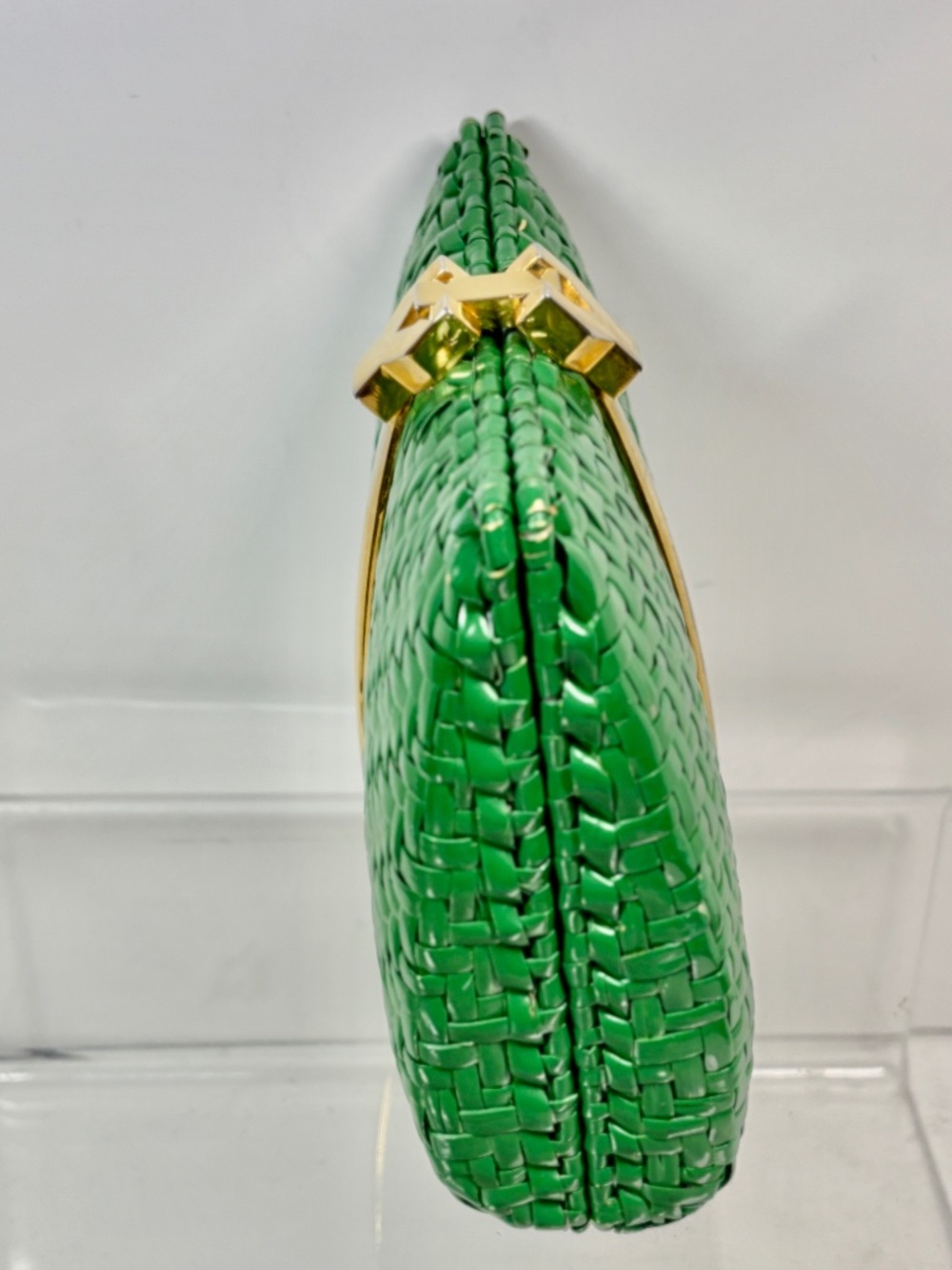 RODO Italy GREEN Wicker Clutch 60s 70s Designer Purse HTF Vintage Evening Italy - Picture 5 of 16